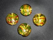 Lampwork pärla randig med guldfolie